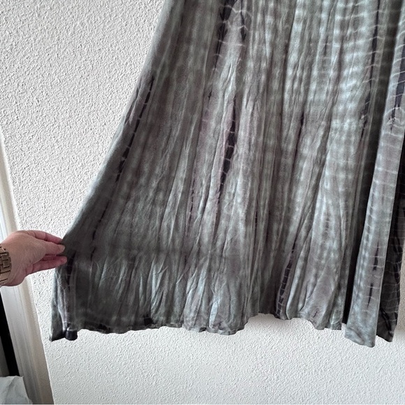 HODGES Women Tie Dye Maxi Skirt Large Olive Green Modal Blend Boho Hippie Fest - Picture 4 of 11